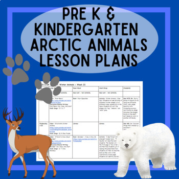EDITABLE Arctic Animals Weeklong Lesson Plans for Pre-K & Kindergarten