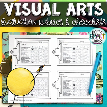 Preview of EDITABLE Art Rubrics & Checklists for Elementary Art / Includes Self-Assessments