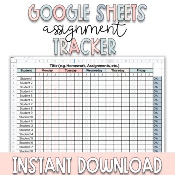 Preview of EDITABLE Assignment Tracker l Google Sheets l Missing Assignments Template