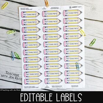 Preview of Back to School EDITABLE Pencil themed Labels