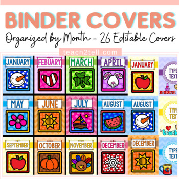 Preview of Editable Binder Covers & Spine Labels Monthly Binder Covers