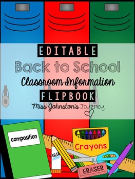 Preview of Back to School Class Information Flipbook EDITABLE