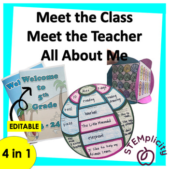 Preview of EDITABLE Back to School Meet the Class and Teacher | All About Me | Math Cube