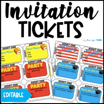 Preview of EDITABLE Back to School Night - Open House - Graduation - Party Invitation Cards