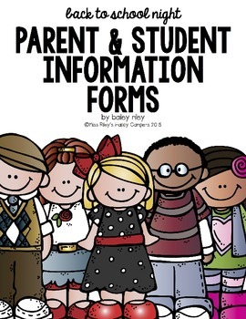 Preview of {EDITABLE} Back to School Night Parent & Student Information Forms