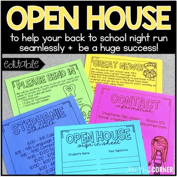Preview of EDITABLE Back to School Night and Open House Documents | Meet the Teacher
