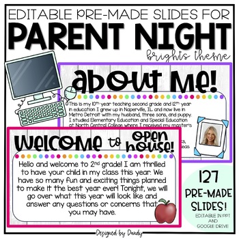 Preview of EDITABLE Back to School/Open House/Parent Night Presentation | Pre-Made Slides