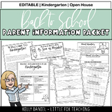 EDITABLE Back to School Parent Information Packet | Kinder