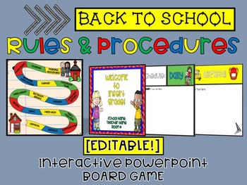 Preview of EDITABLE Back to School: Rules & Procedures PowerPoint Game Template