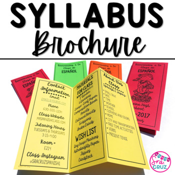 Preview of EDITABLE Back to School Spanish Class Syllabus Brochure Middle High School