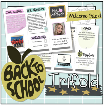 Preview of EDITABLE Back to School Trifold: Meet The Teacher Brochure
