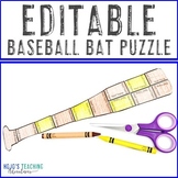 EDITABLE Baseball Bat Puzzle | Create your own Sports Them