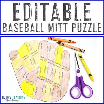 Preview of EDITABLE Baseball Mitt | Create activities for a Sports Theme Classroom