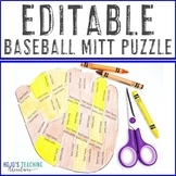 EDITABLE Baseball Mitt | Create activities for a Sports Th