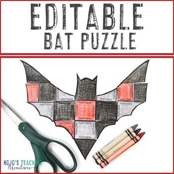 Preview of EDITABLE Bat Activity or Nocturnal Animals Puzzle: Halloween Learning