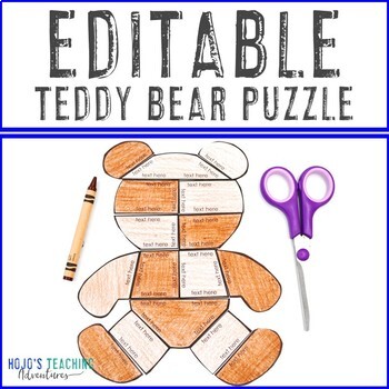 Preview of EDITABLE Puzzle: Use for Decor or a Teddy Bear Picnic Day, Activities, or MORE!