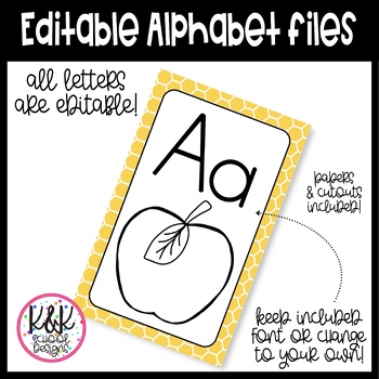 EDITABLE Bee Theme Alphabet with Graphics Poster | Classroom Decoration