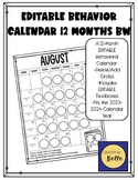 EDITABLE Behavior Calendar 12-Months BW