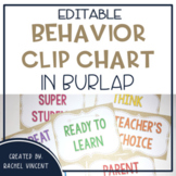 EDITABLE Behavior Clip Chart - Classroom Management - Burlap