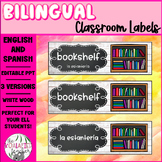 EDITABLE Bilingual Classroom Labels * Eng. & Spanish * ELL