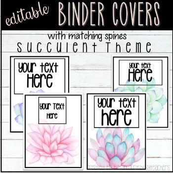 Preview of EDITABLE Binder Covers & Spine | SUCCULENT Theme