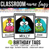 EDITABLE Birthday Hat Polaroid-Style Name Tags : Classroom