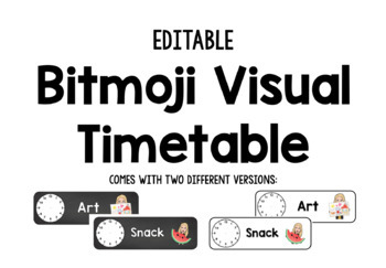 Preview of EDITABLE Bitmoji Daily Visual Timetable Schedule Cards