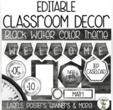 EDITABLE Black Watercolor Classroom Theme BUNDLE