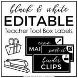 EDITABLE - Black & White Teacher Toolbox Labels