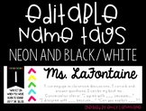 EDITABLE Black and Neon Name Tags