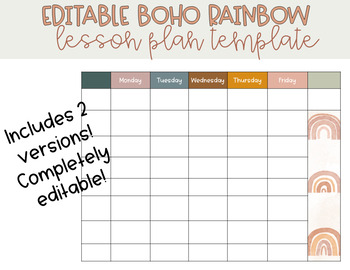 Preview of EDITABLE Boho Lesson Plan Template!