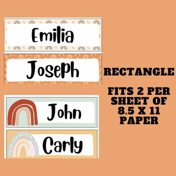 EDITABLE Boho Rainbow Name Tags and Supply Labels - Neutral Colors