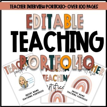 Preview of EDITABLE Boho Rainbow Teacher Portfolio l Teacher Interview Portfolio