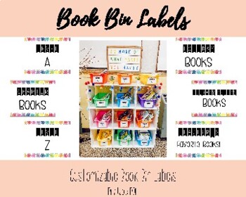 Preview of EDITABLE Book Bin Labels | Customizable Book Bin Labels | Printable PDF