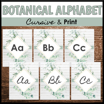 Preview of EDITABLE Botanical/Eucalyptus Alphabet (Cursive and Print)