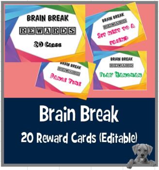 Preview of EDITABLE Brain Break - 20 Reward Cards