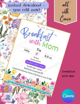 Preview of EDITABLE-Breakfast with Mom, Social Media, Digital Download, PTO Fundraiser