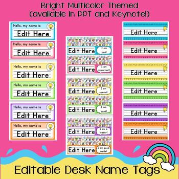 EDITABLE Desk Name Tags - Bright (and Cheerful!) Themed | TPT