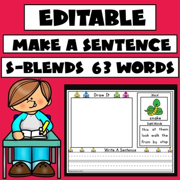 Preview of EDITABLE Build a Sentence with S Blends | 63 Words