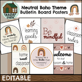 EDITABLE Bulletin Board Poster Templates | Neutral Boho Th