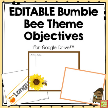 Preview of EDITABLE Bumble Bee Theme Classroom Objectives | Focus Wall