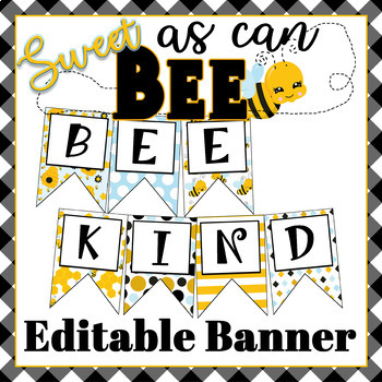 Preview of EDITABLE Bumble Bee themed bulletin board banner