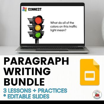 Preview of EDITABLE Bundle!  3 Open & Go Paragraph Writing Lessons | Slides + Activity