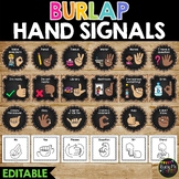 Hand Signals for the Classroom Burlap and Chalkboard Signs
