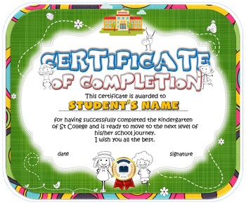 Preview of EDITABLE CERTIFICATE OF COMPLETION