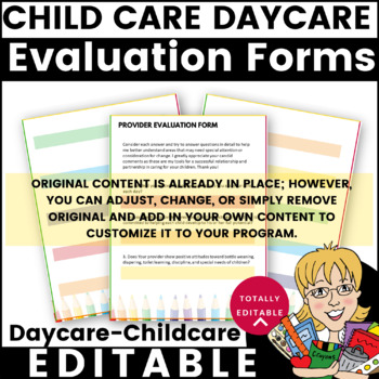 Preview of EDITABLE-CHILD CARE DAYCARE PROVIDER EVALUATION FORMS in Colored Pencil Design