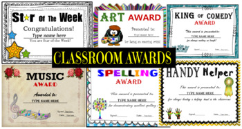 Preview of EDITABLE CLASSROOM AWARD/CERTIFICATES - FREEBIE