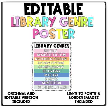 Preview of EDITABLE CLASSROOM LIBRARY GENRE POSTER