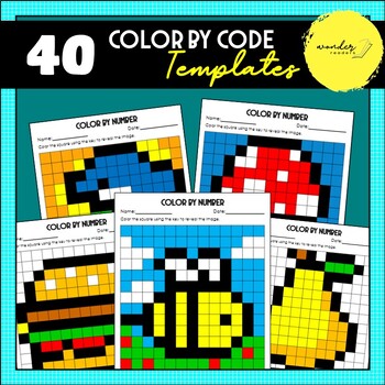 Preview of Editable Pixel Art Color by Code TEMPLATES (PPT Format)