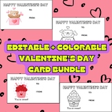 EDITABLE + COLORABLE Valentine's Day Card Bundle